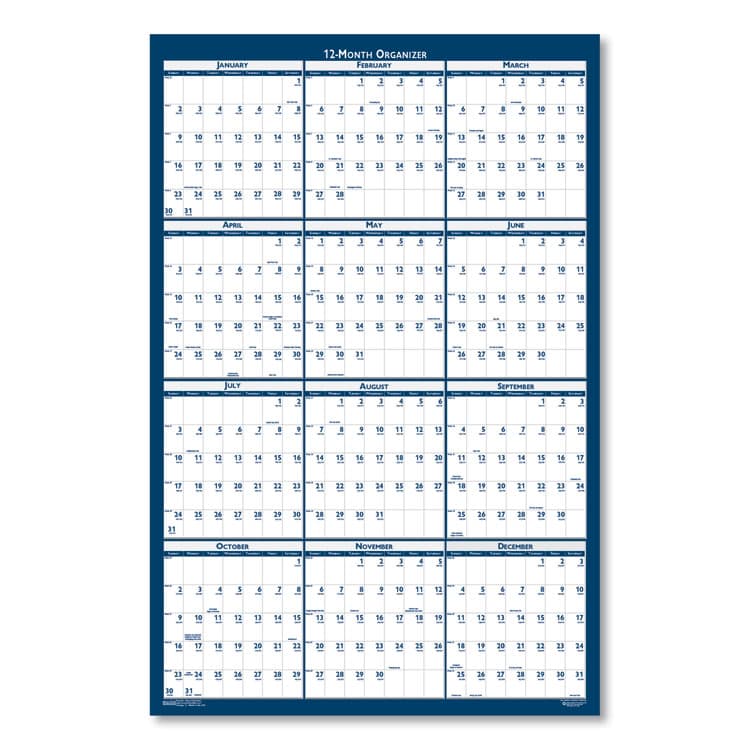 HOUSE OF DOOLITTLE Recycled Poster Style Reversible/Erasable Yearly Wall Calendar, 18 x 24, White/Blue/Gray Sheets, 12-Month (Jan to Dec): 2026 (HOD3960) thumbnail 2