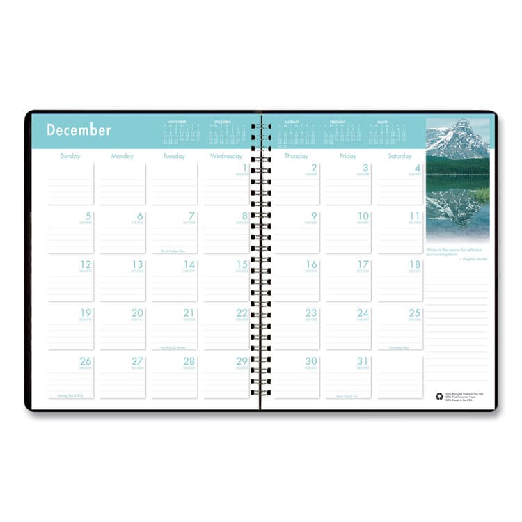 HOUSE OF DOOLITTLE Earthscapes Recycled Ruled Monthly Planner, Landscapes Color Photos, 11 x 8.5, Black Cover, 14-Month: Dec 2025 to Jan 2027 (HOD26402) thumbnail 2