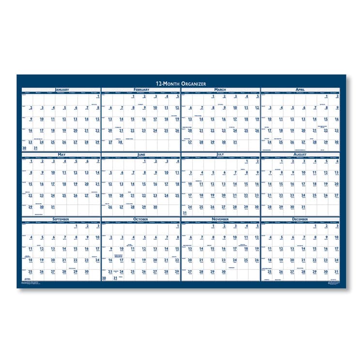 HOUSE OF DOOLITTLE Recycled Poster Style Reversible/Erasable Yearly Wall Calendar, 66 x 33, White/Blue/Gray Sheets, 12-Month (Jan to Dec): 2026 (HOD3962) thumbnail 3