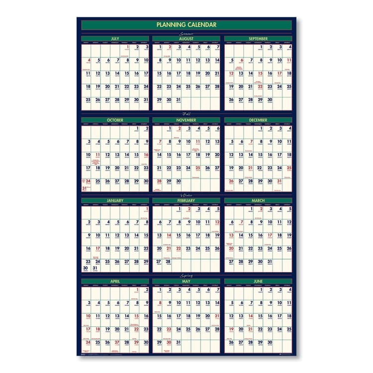 HOUSE OF DOOLITTLE Four Seasons Business/Academic Recycled Wall Calendar, 24 x 37, 12-Month (July-June): 2025-2026, 12-Month (Jan to Dec): 2026 (HOD390) thumbnail 3
