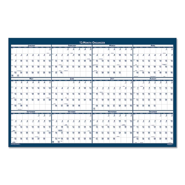 HOUSE OF DOOLITTLE Recycled Poster Style Reversible/Erasable Yearly Wall Calendar, 32 x 48, White/Blue/Gray Sheets, 12-Month (Jan to Dec): 2026 (HOD3961) thumbnail 3
