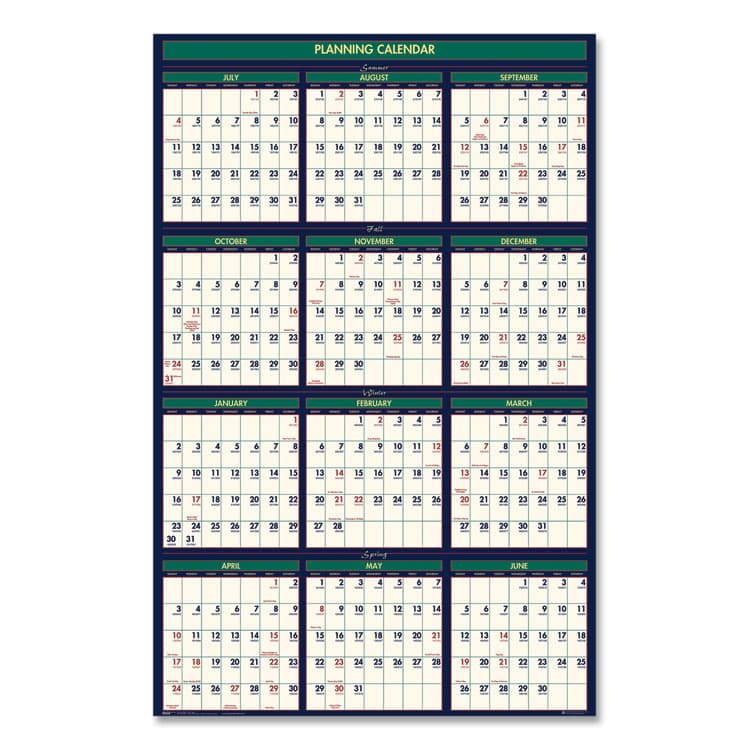 HOUSE OF DOOLITTLE Four Season Erasable Business/Academic Recycled Wall Calendar, 24 x 37, 12-Month(July-June): 2025-26, 12-Month(Jan-Dec): 2026 (HOD391) thumbnail 3