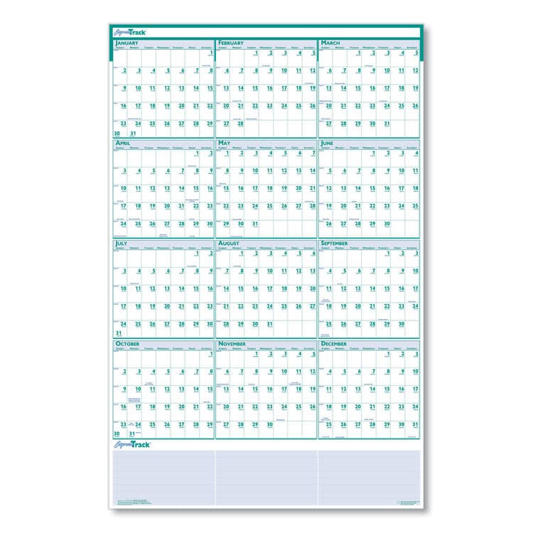 HOUSE OF DOOLITTLE Express Track Recycled Reversible/Erasable Yearly Wall Calendar, 24 x 37, White/Teal Sheets, 12-Month (Jan to Dec): 2026 (HOD392) thumbnail 2