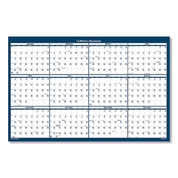 HOUSE OF DOOLITTLE Recycled Poster Style Reversible/Erasable Yearly Wall Calendar, 18 x 24, White/Blue/Gray Sheets, 12-Month (Jan to Dec): 2026 (HOD3960) thumbnail 3