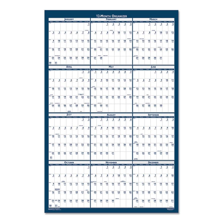 HOUSE OF DOOLITTLE Recycled Poster Style Reversible/Erasable Yearly Wall Calendar, 24 x 37, White/Blue/Gray Sheets, 12-Month (Jan to Dec): 2026 (HOD396) thumbnail 2