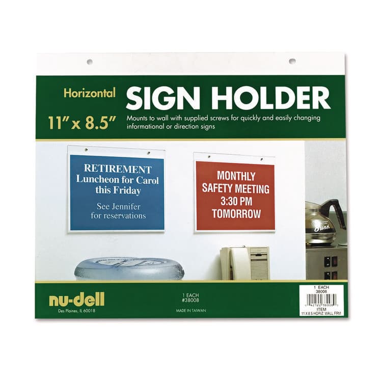 NU-DELL MANUFACTURING Acrylic Sign Holder, Horizontal, 11 x 8.5, Clear (NUD38008)