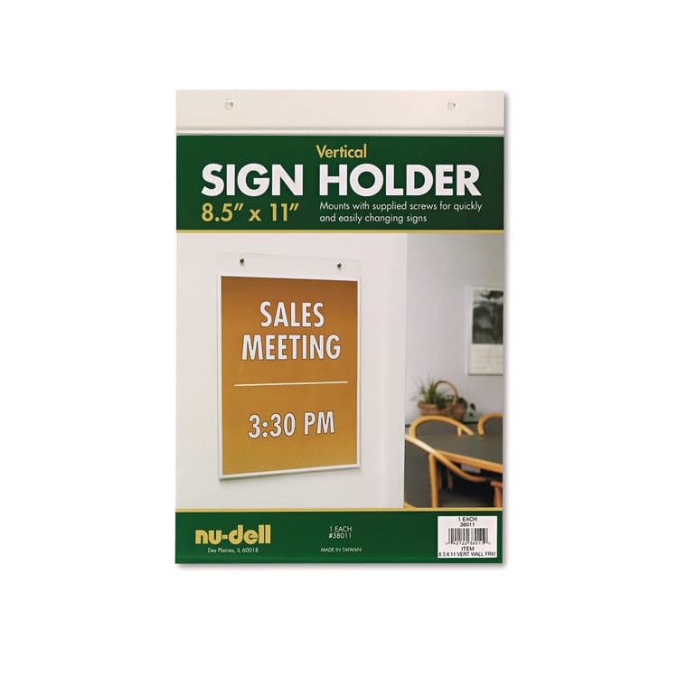 NU-DELL MANUFACTURING Acrylic Sign Holder, Vertical, 8.5 x 11, Clear (NUD38011)