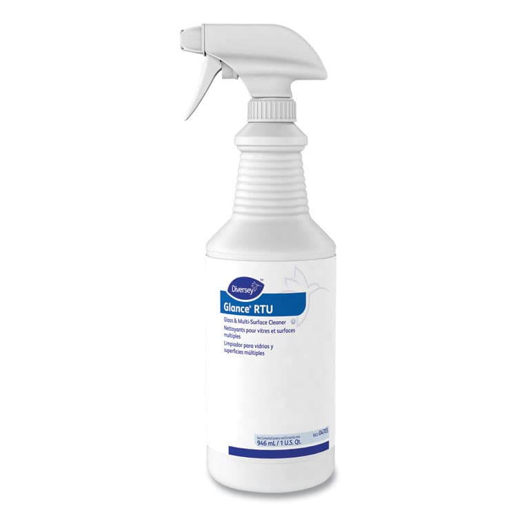 DIVERSEY Glance Glass and Multi-Surface Cleaner, Original, 12 Capped 32 oz Bottles and One Trigger Sprayer, 12/Carton (DVO04705) thumbnail 4