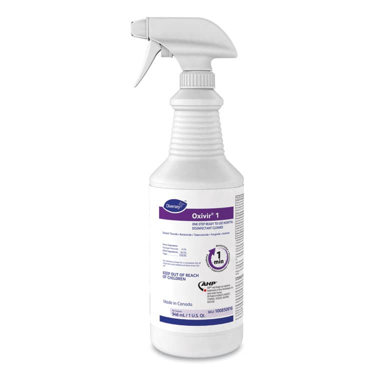 DIVERSEY Oxivir 1 RTU Disinfectant Cleaner, 32 oz Spray Bottle, 12/Carton (DVO100850916) thumbnail 2