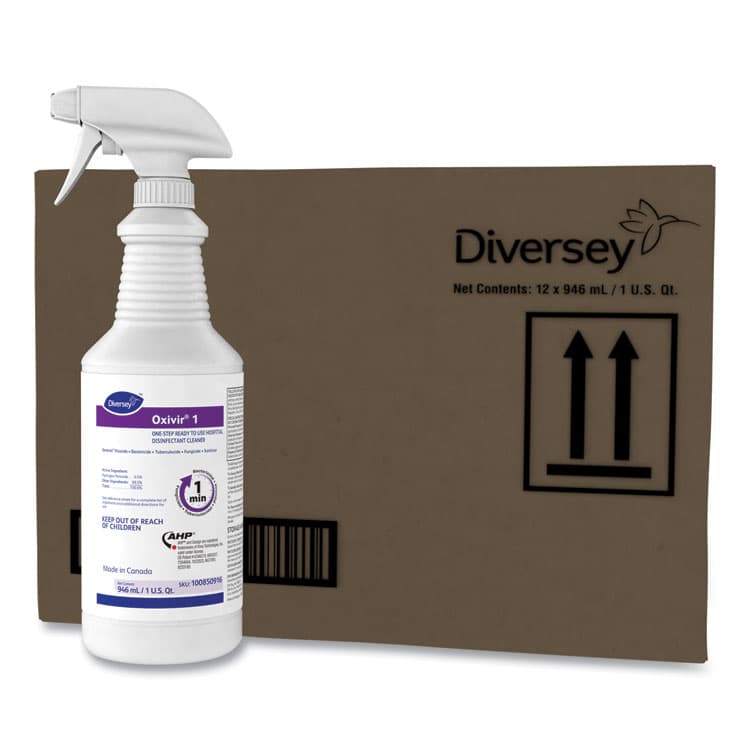DIVERSEY Oxivir 1 RTU Disinfectant Cleaner, 32 oz Spray Bottle, 12/Carton (DVO100850916)