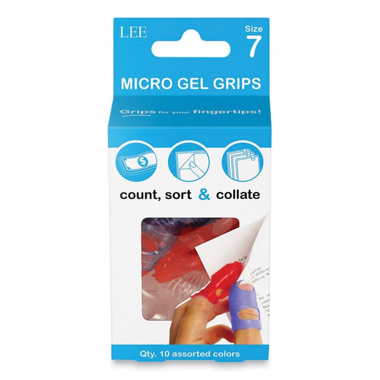 LEE PRODUCTS COMPANY Tippi Micro-Gel Fingertip Grips, Size 7, Medium, Assorted, 10/Pack (LEE61070) thumbnail 2