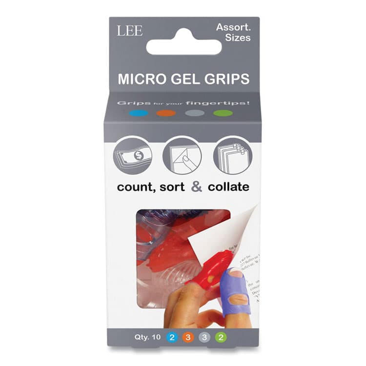 LEE PRODUCTS COMPANY Tippi Micro-Gel Fingertip Grips, Assorted Sizes, 10/Pack (LEE61410) thumbnail 2