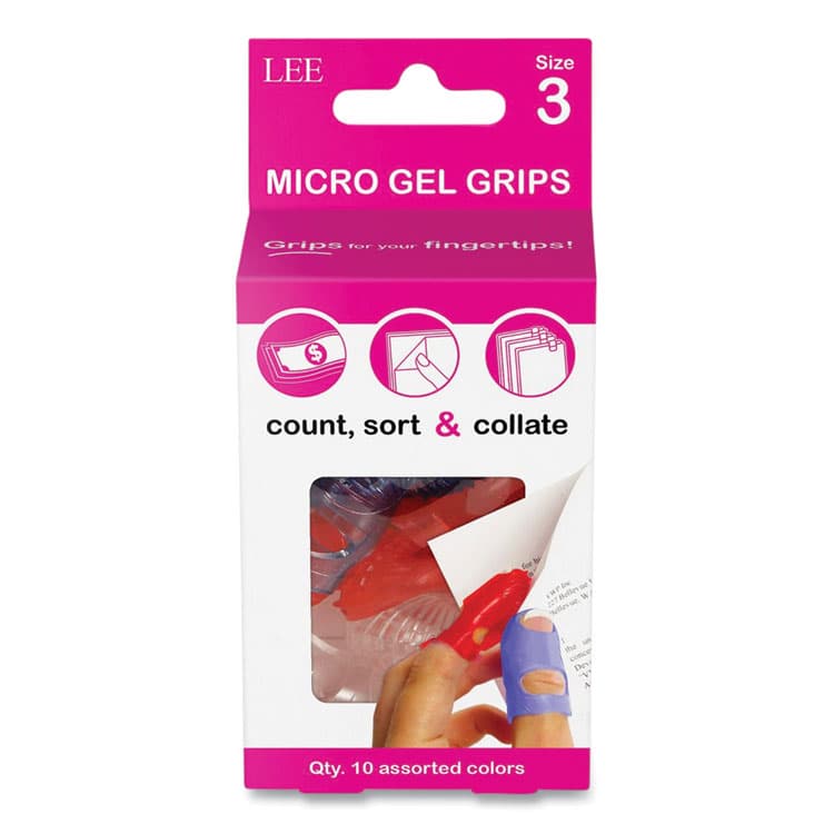 LEE PRODUCTS COMPANY Tippi Micro-Gel Fingertip Grips, Size 3, X-Small, Assorted, 10/Pack (LEE61030) thumbnail 2