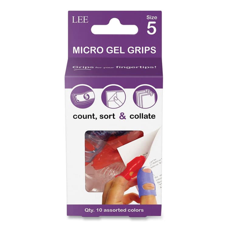 LEE PRODUCTS COMPANY Tippi Micro-Gel Fingertip Grips, Size 5, Small, Assorted, 10/Pack (LEE61050) thumbnail 2