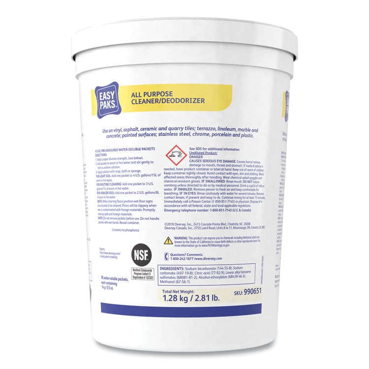 DIVERSEY All-Purpose Cleaner/Deodorizer, 90 .5 oz Packets/Tub, 2 Tubs/Carton (DVO990651) thumbnail 3