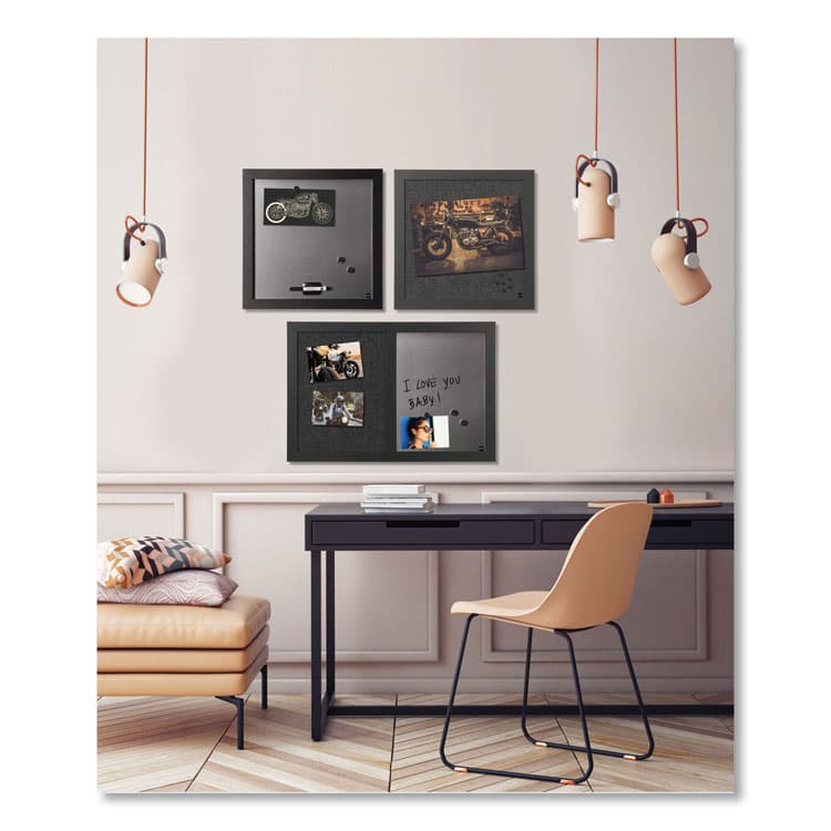 BI-SILQUE VISUAL COMMUNICATION PRODUCTS Black Shadow Message Board Set, (1) Magnetic Dry Erase, (1) Bulletin, (1) Dry Erase/Bulletin, Assorted Sizes, Assorted Colors (BVCSOR034)