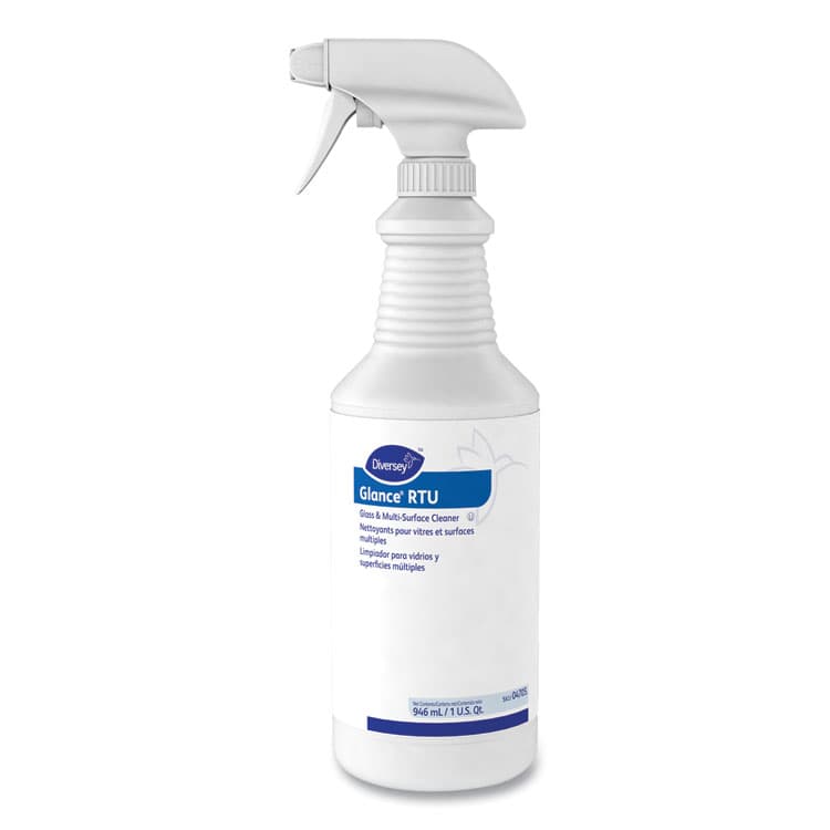 DIVERSEY Glance Glass and Multi-Surface Cleaner, Original, 12 Capped 32 oz Bottles and One Trigger Sprayer, 12/Carton (DVO04705) thumbnail 2