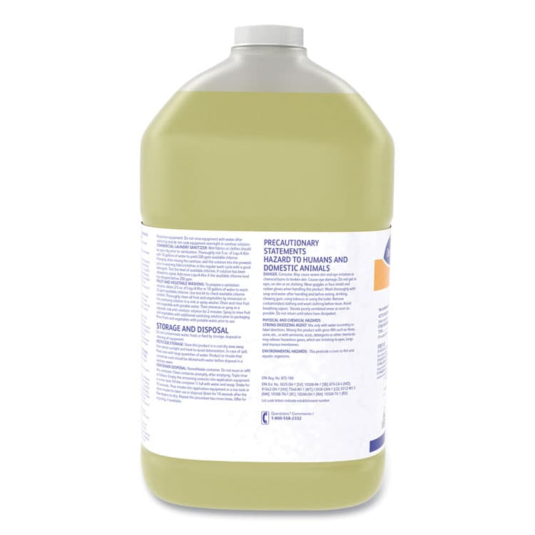 DIVERSEY Liqu-A-Klor Disinfectant/Sanitizer, 1 gal. Bottle, 4/Carton (DVO02853280) thumbnail 3
