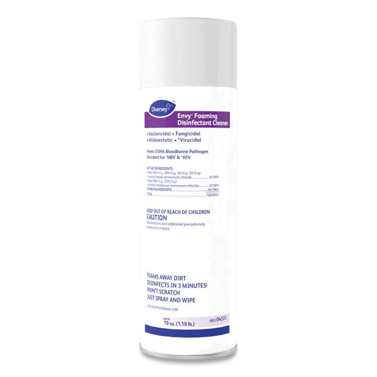 DIVERSEY Envy Foaming Disinfectant Cleaner, Lavender Scent, 19 oz Aerosol Spray, 12/Carton (DVO04531) thumbnail 2