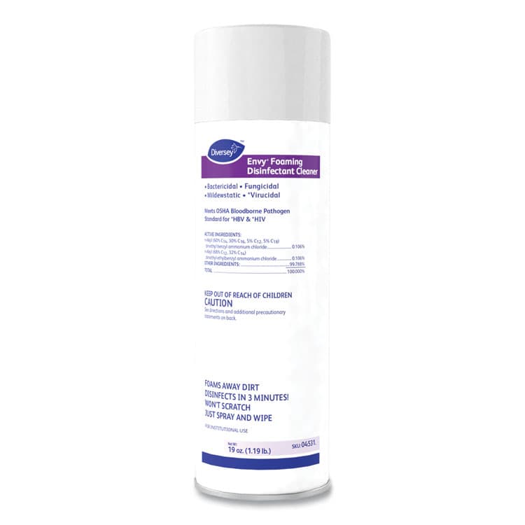 DIVERSEY Envy Foaming Disinfectant Cleaner, Lavender Scent, 19 oz Aerosol Spray (DVO04531EA)