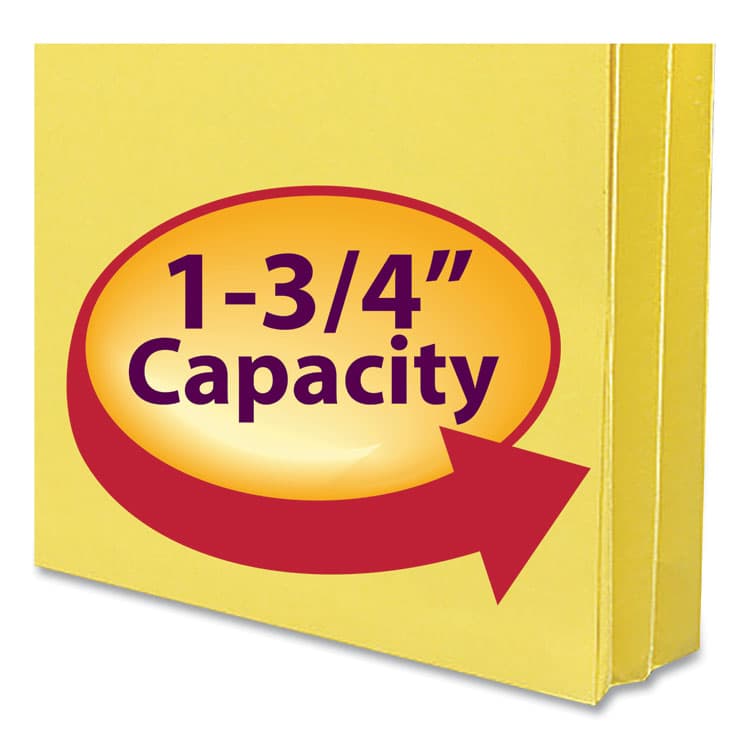 SMEAD MANUFACTURING CO. Colored File Pockets, 1.75" Expansion, Letter Size, Yellow (SMD73223) thumbnail 2
