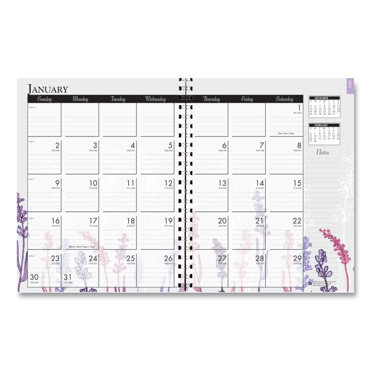 HOUSE OF DOOLITTLE Recycled Wild Flower Weekly/Monthly Planner, Wild Flowers Artwork, 9 x 7, Gray/White/Purple Cover, 12-Month (Jan-Dec): 2026 (HOD295674) thumbnail 2