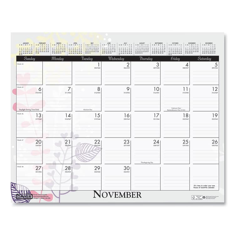 HOUSE OF DOOLITTLE Recycled Wild Flower Wall Calendar, Wild Flowers Artwork, 15 x 12, White/Multicolor Sheets, 12-Month (Jan to Dec): 2026 (HOD3469) thumbnail 3
