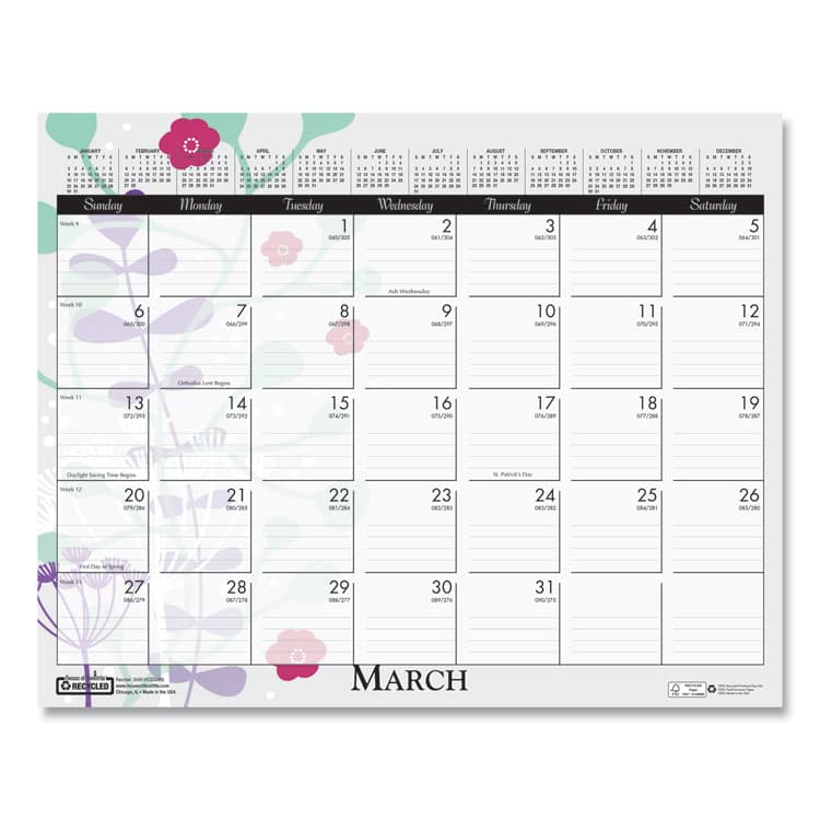 HOUSE OF DOOLITTLE Recycled Wild Flower Wall Calendar, Wild Flowers Artwork, 15 x 12, White/Multicolor Sheets, 12-Month (Jan to Dec): 2026 (HOD3469) thumbnail 4