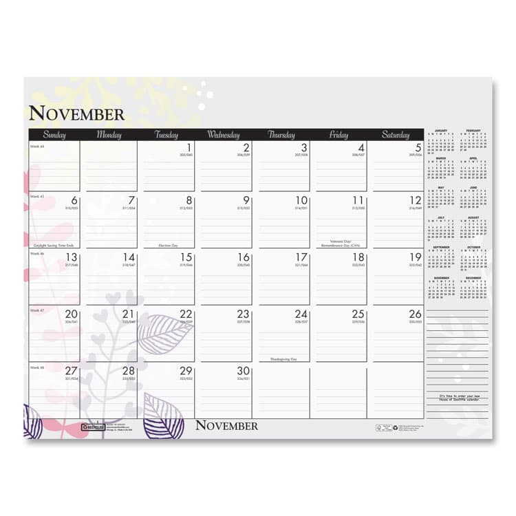 HOUSE OF DOOLITTLE Recycled Desk Pad Calendar, Wild Flowers Artwork, 18.5 x 13, White Sheets, Black Binding/Corners,12-Month (Jan-Dec): 2026 (HOD1976) thumbnail 3