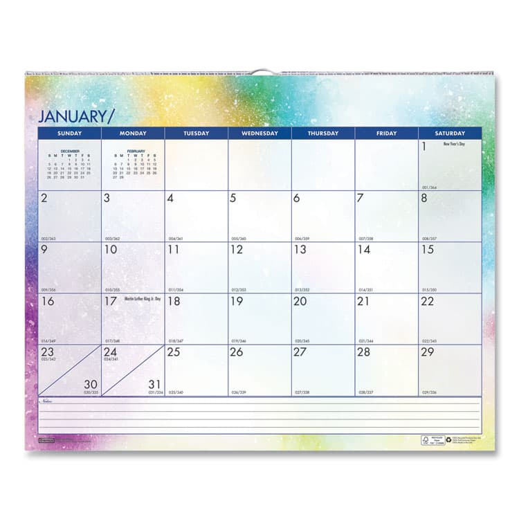 HOUSE OF DOOLITTLE Recycled Cosmos Wall Calendar, Night Sky Artwork, 14.88 x 12, White/Multicolor Sheets, 12-Month (Jan to Dec): 2026 (HOD3459) thumbnail 2