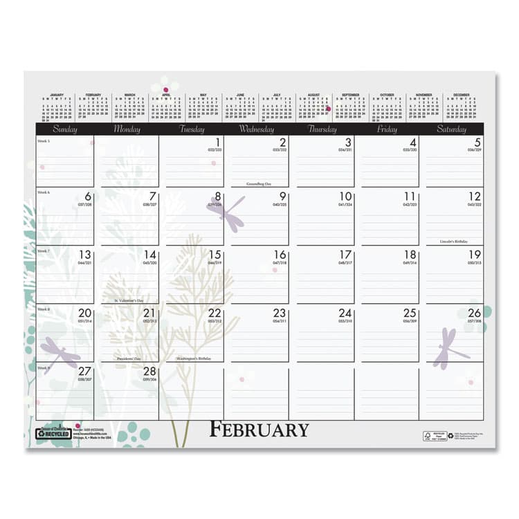 HOUSE OF DOOLITTLE Recycled Wild Flower Wall Calendar, Wild Flowers Artwork, 15 x 12, White/Multicolor Sheets, 12-Month (Jan to Dec): 2026 (HOD3469) thumbnail 2