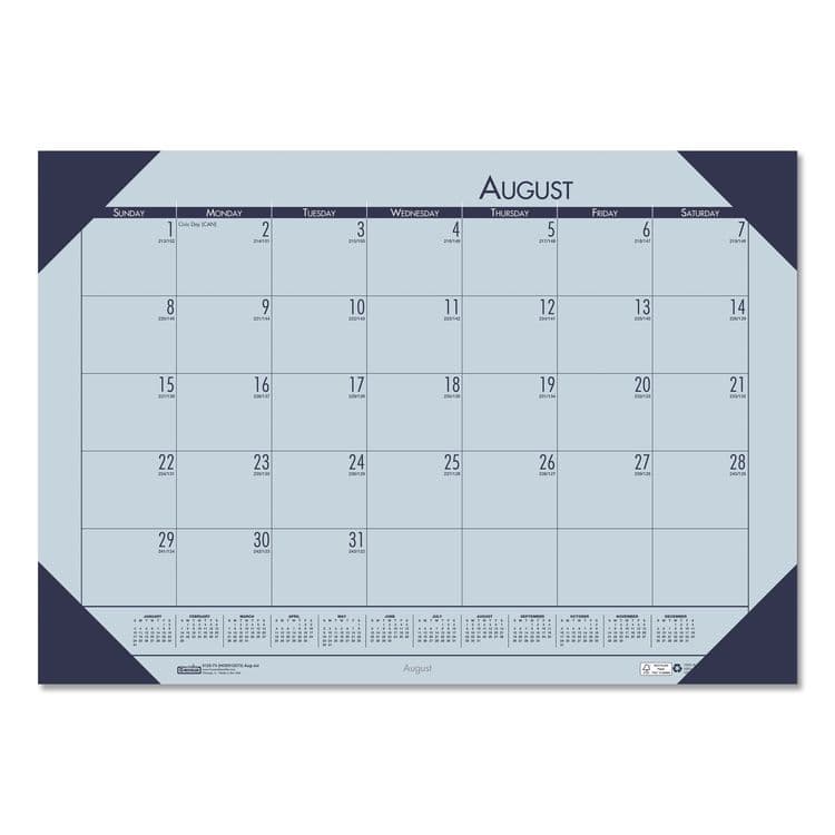 HOUSE OF DOOLITTLE EcoTones Recycled Academic Desk Pad Calendar, 18.5 x 13, Orchid Sheets, Cordovan Corners, 12-Month (Aug to July): 2025-2026 (HOD012573)