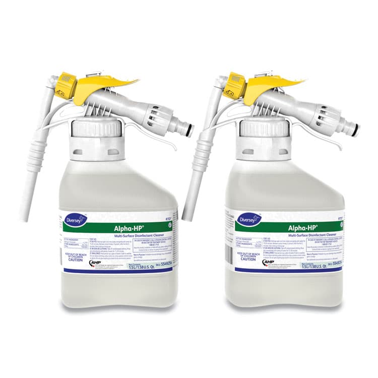 DIVERSEY Alpha-HP Multi-Surface Disinfectant Cleaner, Citrus Scent, 1.5 L RTD Spray Bottle, 2/Carton (DVO5549254)