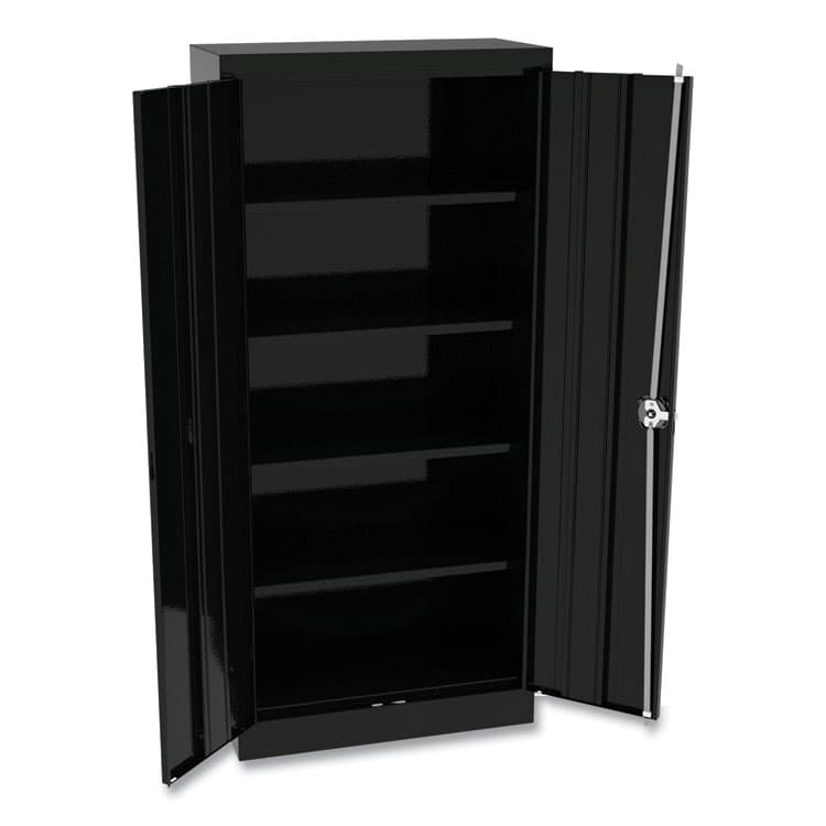 ALERA Space Saver Storage Cabinet, Four Fixed Shelves, 30w x 15d x 66h, Black (ALECM6615BK)