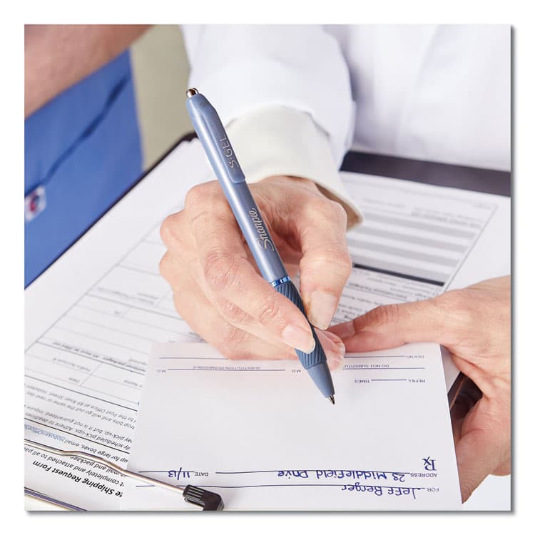 SANFORD S-Gel Fashion Barrel Gel Pen, Retractable, Medium 0.7 mm, Black Ink, Frost Blue Barrel, Dozen (SAN2126232) thumbnail 4