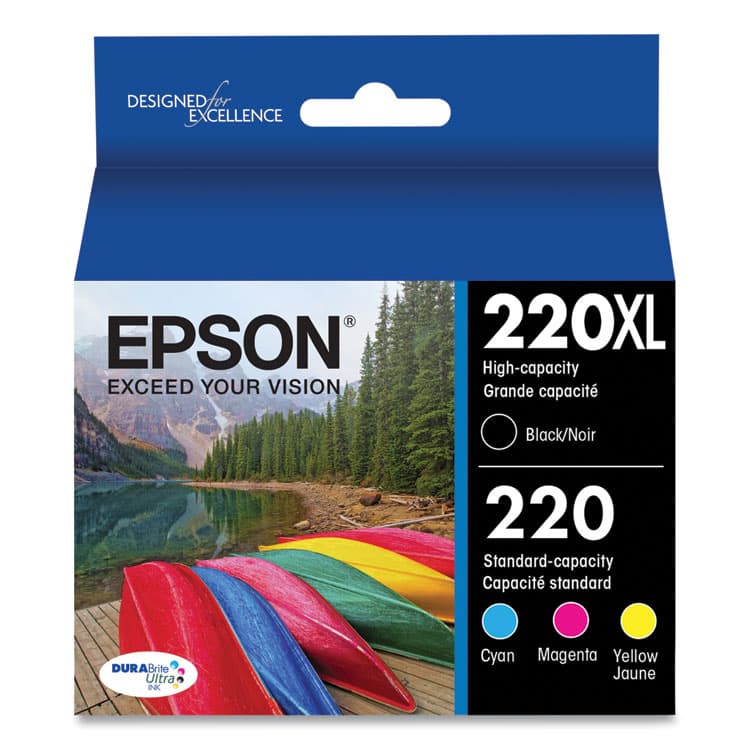 EPSON AMERICA, . T220XL-BCS (220XL) DURABrite Ultra High-Yield Ink, 175/165 Page-Yield, Black/Cyan/Magenta/Yellow (EPST220XLBCS)