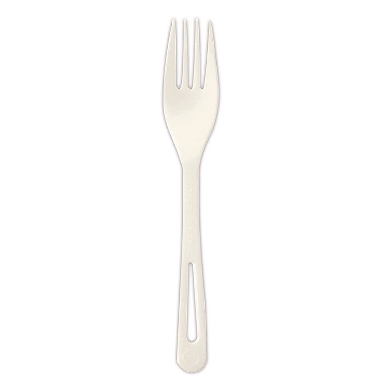 WORLD CENTRIC TPLA Bulk Cutlery, Fork, Plastic, Light Beige, 1,000/Carton (WORFOPS6)
