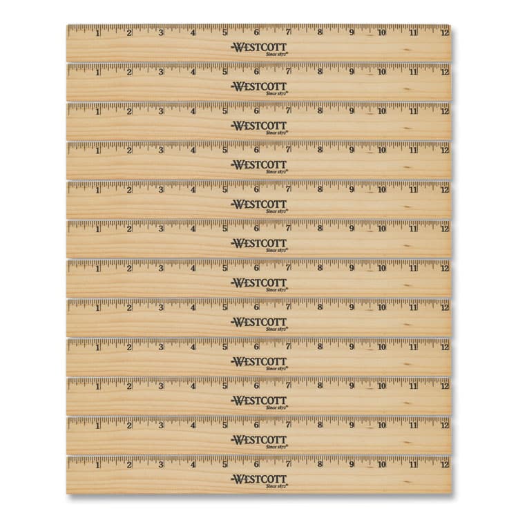 ACME UNITED CORPORATION Beveled Wood Ruler, Standard, 12" Long, Natural Hardwood, 12/Pack (ACM17720)
