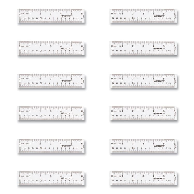 ACME UNITED CORPORATION Clear Flexible Acrylic Ruler, Standard/Metric, 6" (15 cm) Long, Clear, 12/Box (ACM17723)