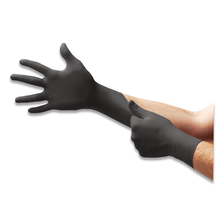 ANSELL LIMITED MICROFLEX MidKnight Powder-Free Nitrile Gloves, XX-Large, 4.7 mil (Palm), 5.9 mil (Fingers), 9.6" Long, Black, 100/Box (ANSMK296XXL) thumbnail 2