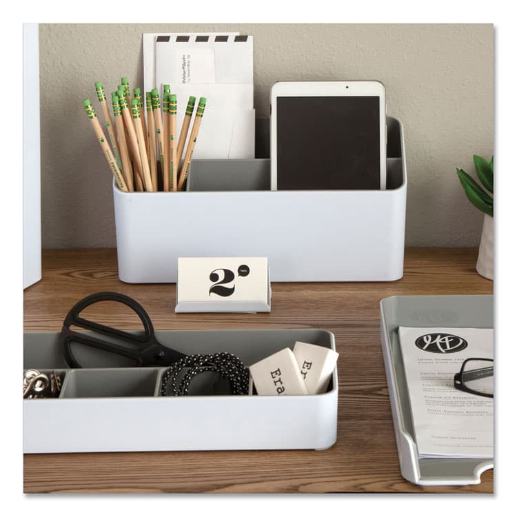 ADVANTUS CORPORATION Fusion Stacking Bins, 4 Compartments, Plastic, 12.1 x 9.1 x 2.2, White/Gray, 4 Pieces (AVT37592) thumbnail 4