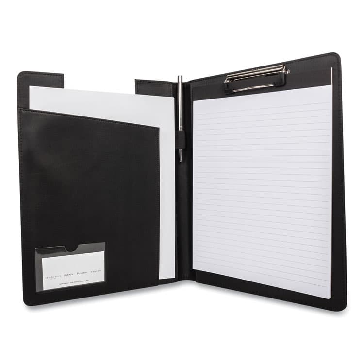 BOND STREET LTD. Faux-Leather Padfolio, Notched Front Cover with Clipboard Fastener, 9 x 12 Pad, 9.75 x 12.5, Black (BND5041BSBLACK) thumbnail 3