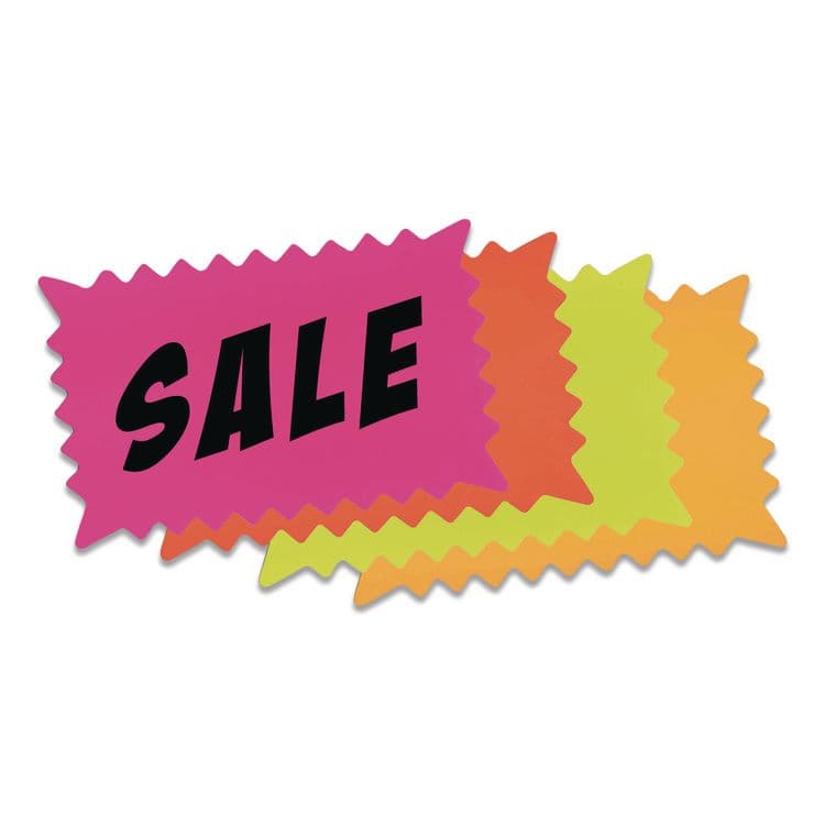 CONSOLIDATED STAMP Write-On ÃÂDo It YourselfÃÂ Sign, Rectangular Burst, Die-Cut Paper, 10.13 x 6.38, Assorted Fluorescent Colors, 36/Pack (COS090251) thumbnail 2