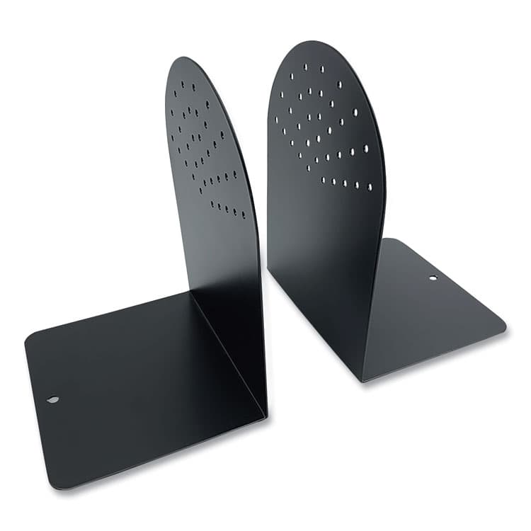 THE COIN-TAINER CO., LLC Steel Bookends, Contemporary Style, Nonskid Base, 4.75 x 5.5 x 7.25, Black, Pair (CTXHASZ0095) thumbnail 2