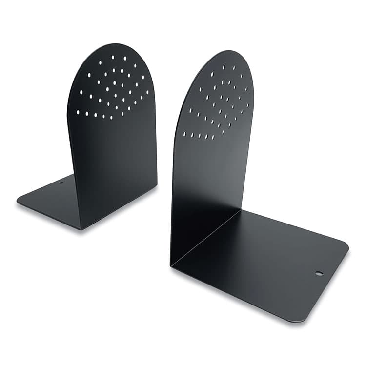 THE COIN-TAINER CO., LLC Steel Bookends, Contemporary Style, Nonskid Base, 4.75 x 5.5 x 7.25, Black, Pair (CTXHASZ0095) thumbnail 3