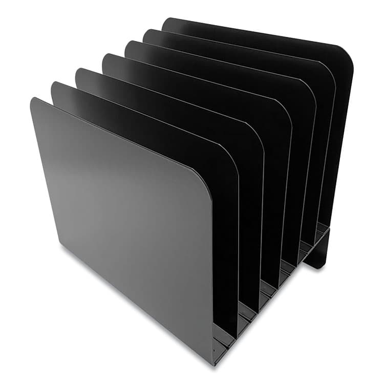 THE COIN-TAINER CO., LLC Steel Vertical File Organizer, Inclined, 6 Sections, Letter Size Files, 8 x 11 x 10.25, Black (CTXHASZ0174) thumbnail 3