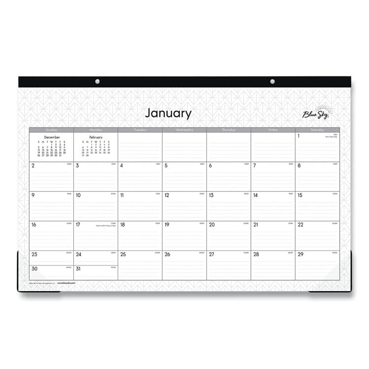 BLUE SKY Enterprise Desk Pad, Geometric Artwork, 17 x 11, White/Gray Sheets, Black Binding, Clear Corners, 12-Month (Jan to Dec): 2026 (BLS111293)
