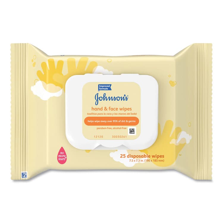 JOHNSON & JOHNSON Hand and Body Wipes, Travel Pack, 1-Ply, Nonwoven Fiber, 7.3 x 7.5, Unscented, White, 25 Wipes/Pack (JOJ111773900)
