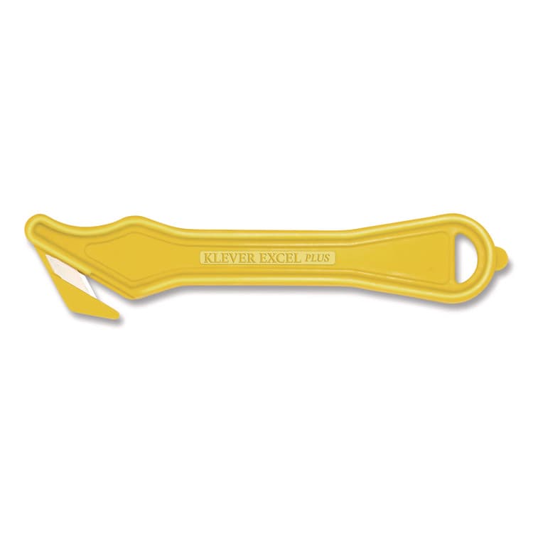 KLEVER INNOVATIONS Excel Plus Safety Cutter, 7" Plastic Handle, Yellow, 10/Pack (KLVPLS40030Y) thumbnail 2