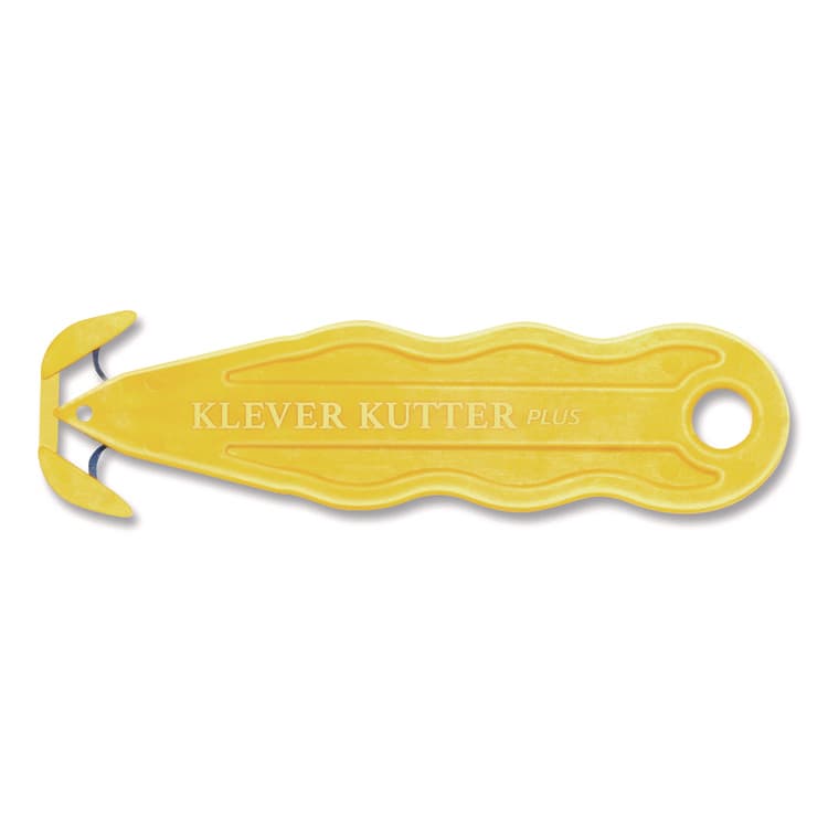 KLEVER INNOVATIONS Kurve Blade Plus Safety Cutter, 5.75" Plastic Handle, Yellow, 10/Box (KLVPLS100Y) thumbnail 2